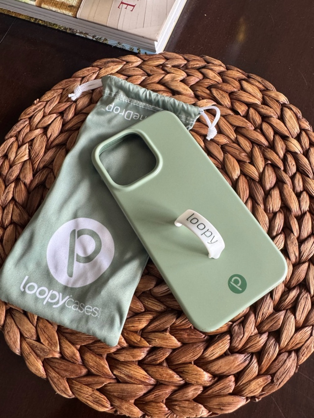 IPhone 15 pro max Loopy Case Sage Green Silicone iPhone Case with bag